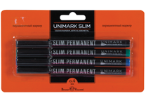 Маркеры перманентные д/CD-DVD в наборе - 4цв. 0.4мм. "Unimark Slim" (Bruno Visconti)