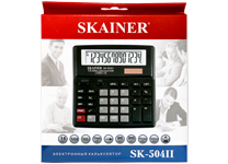 Калькулятор - 14раз. "SKAINER" SK-504II черный (пл. 14 разрд.. 2 питание. 2 память. 156 x 157 x 33 мм) (SKAINER)