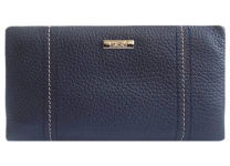 Портмоне кожаное женское - синий "Павия" выворотное среднее (Мальченок)
