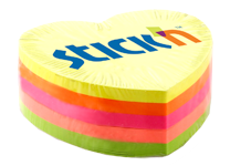 Бумага д/заметок - 64х67 250л. 5цв. неон. "Сердце" (HOPAX)