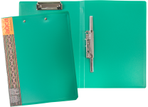 Папка с зажимом - А4 зеленый (237х20х307мм.) удлиненный затворный боковой механизм + с верхним прижимом "Айса" 0.70мм. (Shantou Yuansheng Industry)