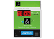 Этикет лента - 19мм х 7м. красная лента/черный шрифт д/принтера Omega пластиковая (DYMO)