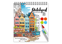Блокнот д/эскизов - 168х195мм.  20л. "Город. Скетчпад"  блок - белая каменная бумага 245 г/м2. (Феникс)