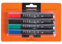 Маркеры перманентные в наборе - 4цв. 2.0мм. "UniMark" (Bruno Visconti)