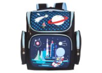 Рюкзак д/мальчиков c мягкой спинкой 38х30х18 см. "Космос" синий (AISA SCHOOL)
