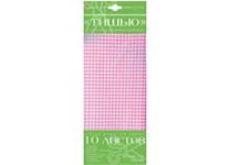 Бумага цветная - 50х66см. 10л. 20гр. "Hobby Time. Тишью" клетка розовая (Альт)