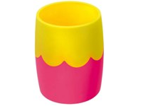 Стакан канцелярский - желто-розовый двухцветный пластик круглый (Стамм)