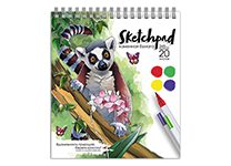 Блокнот д/эскизов - 168х195мм.  20л. "Лемур. Скетчпад"  блок - белая каменная бумага 245 г/м2. (Феникс)