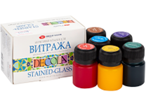 Краска акриловая художественная в наборе - 6цв. 20мл. "Decola. Витраж" (Н.П.)