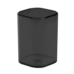 Стакан канцелярский - черный тонированный пластик квадратный "Фаворит" (Стамм)