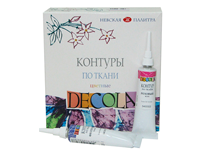 Краска-контур д/ткани в наборе - 4цв. 18мл. "Decola" акрил металлик (Н.П.)
